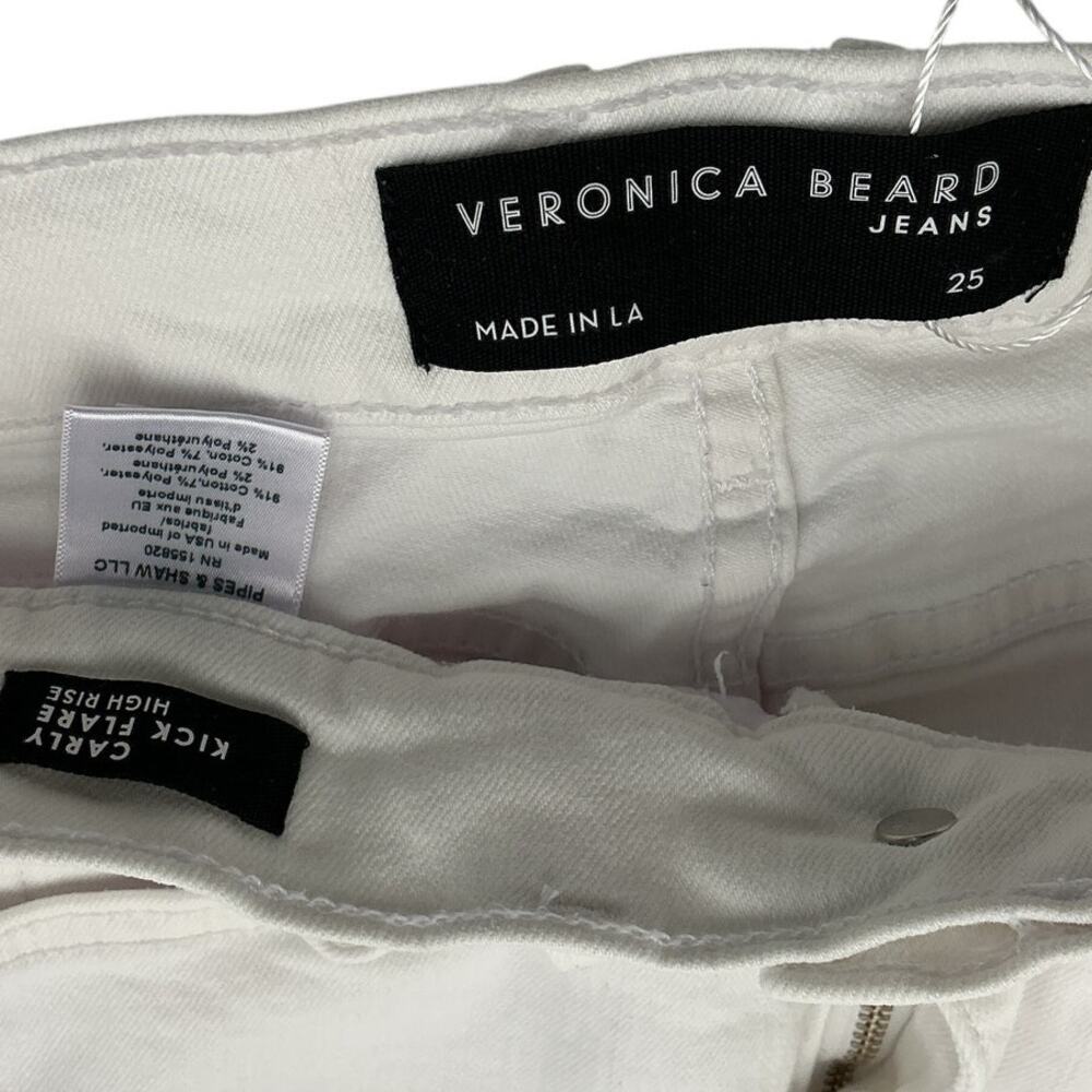 Veronica Beard High Rise White Carly Kick Flare Denim Jeans Size 25 - Picture 4 of 4